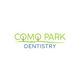 Logo of Como Park Dentistry with green trees and text on a white background.