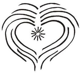 Abstraktes Herz aus Linien mit Stern in der Mitte.