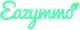 Texte vert "Eazymmo" sur fond transparent avec une feuille au-dessus du "o".