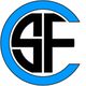 A stylized blue “C” encircles bold black letters “SF” on a white background.