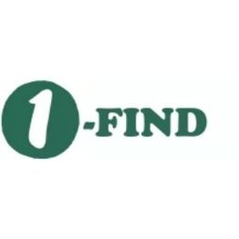 Green "1-FIND" text with the number one enclosed in a circle on a white background.