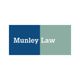 Logo of "Munley Law" with blue and green background sections.