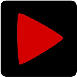 Rotes Dreieck auf schwarzem Hintergrund, symbolisiert Wiedergabe-Button oder Start-Symbol.