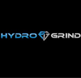 "Logo: 'HYDRO GRIND' in blue and gray with a diamond shape in the center on a black background."