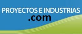 Texto "PROYECTOS E INDUSTRIAS .com" sobre fondo azul y verde.