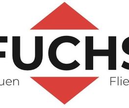 Logo mit rotem Diamanten und Schriftzug "Fuchs Bauen Fliesen".