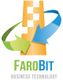 Logo FaroBit con torre arancione e frecce colorate. Scritte: "FaroBit Business Technology".