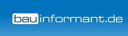 Logo von "bauinformant.de" auf blauem Hintergrund.