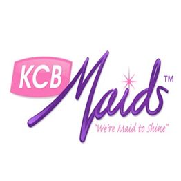 KCB Maids logo with the slogan "We're Maid to Shine" in purple and pink text.