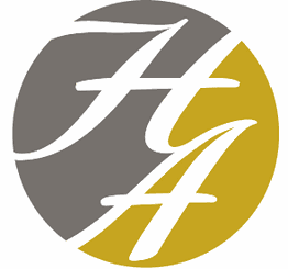 Logo mit den Buchstaben F und A, grau und gold, kreisförmig angeordnet.