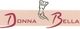 Logo mit gezeichneter Figur und den Worten "Donna Bella" auf cremefarbenem Hintergrund.