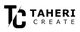 Logo mit stilisiertem "TC" und dem Schriftzug "Taheri Create" in Schwarz auf weißem Hintergrund.