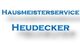 Text: Hausmeisterservice Heudecker in blauer Schrift auf weißem Hintergrund.