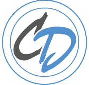 Logo mit stilisierten Buchstaben "C" und "D" in Grau und Blau, umgeben von zwei blauen Kreisen.