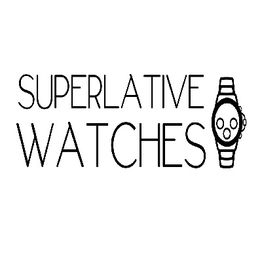 Texto "Superlative Watches" con dibujo de reloj a la derecha.