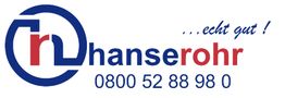 Logo der Firma Hanserrohr, Text: "...echt gut!", Telefonnummer: 0800 52 88 98 0.