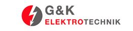 Logo von G&K Elektrotechnik mit Blitzsymbol in rotem und grauem Kreis.