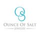 Logo for "Ounce Of Salt Jewelry" with intertwined blue circles above the text.