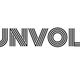 Tekst "UNVOLT" met een gestreept lettertype op een witte achtergrond.