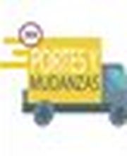 Camión azul de mudanza con rótulo "Rossi Mudanzas" y líneas amarillas simulando movimiento.