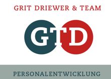 Logo mit den Initialen GTD, daneben steht "Grit Driewer & Team", unten "Personalentwicklung".
