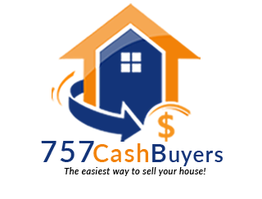 House with arrows logo, "757CashBuyers" text below. Slogan: "The easiest way to sell your house!"