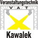 Logo: Schriftzug "Veranstaltungstechnik Kavalek" mit gelbem Lichtstrahl in X-Form.