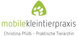Logo der mobilen Kleintierpraxis mit grünem Pfotenabdruck und Namen einer Tierärztin.