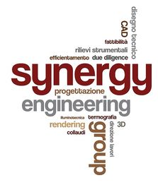 Parole correlate all'ingegneria disposte a formare una nuvola di parole; "synergy" centrale.