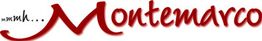 Roter Schriftzug "mmmh... Montemarco" auf weißem Hintergrund.