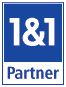 Blau-weißes 1&1 Partner-Logo mit rechteckigem Rahmen.