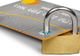Credit card secured with a padlock, symbolizing financial security and protection.