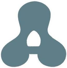 Símbolo gris con forma de trébol de tres hojas, hueco en el centro.