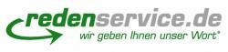 Logo von redenservice.de mit Slogan "wir geben Ihnen unser Wort" und grünem Pfeil.