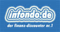 Logo: infondo.de, der finanz-discounter nr.1 auf blauem Hintergrund.