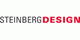 Logo mit Text „Steinberg Design“, „Steinberg“ grau, „Design“ rot.