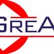 Logo con testo "GREAN s.n.c." su sfondo bianco e forme geometriche rosse.