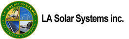 Logo of LA Solar Systems, Inc. with solar panels and wind turbine images in a circular emblem.