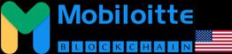MobiLoiTTe logo with the word "Blockchain" and a small U.S. flag on a black background.