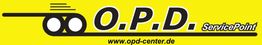 Gelbes Logo mit "O.P.D. ServicePoint" und Website "www.opd-center.de" in schwarzer Schrift.