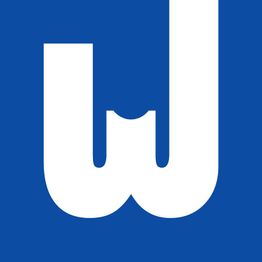 Buchstaben "w" und "j" in Weiß auf blauem Hintergrund.