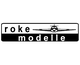Schwarz-weißes Logo mit Aufschrift "roke modelle" und einem stilisierten Flugzeug in der Mitte.