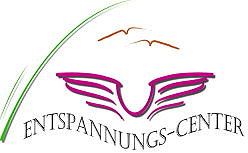 Logo des Entspannungs-Centers mit Flügeln, Vögeln und einem grünen Bogen.