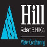 Logo for Robert E. Hill Co., featuring a blue triangle and white text on a black background.
