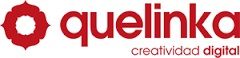 Logotipo de Quelinka con texto en rojo que dice "creatividad digital".