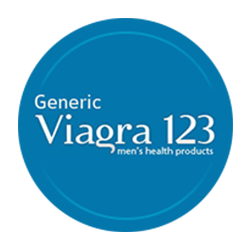 Blue logo with white text: "Generic Viagra 123, men's health products."