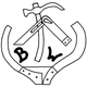 Zeichnung: Hufeisen mit Hammer, Schraubenschlüssel und Initialen "B" und "W".