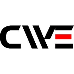 Schwarzes Logo mit den Buchstaben CAVE in modernem Design und einem roten Akzent.