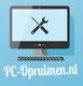 Computerscherm met gereedschap-icoon, tekst "PC-Opruimen.nl" op blauwe achtergrond.