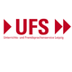 Logo des Unterrichts- und Fremdsprachenservice Leipzig mit roten Pfeilen und Buchstaben "UFS".